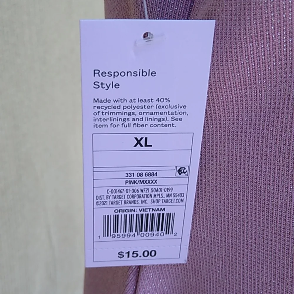 NWT Wild Fable Responsible Style Pink Sparkle Mini Dress - Size XL - Picture 6 of 7